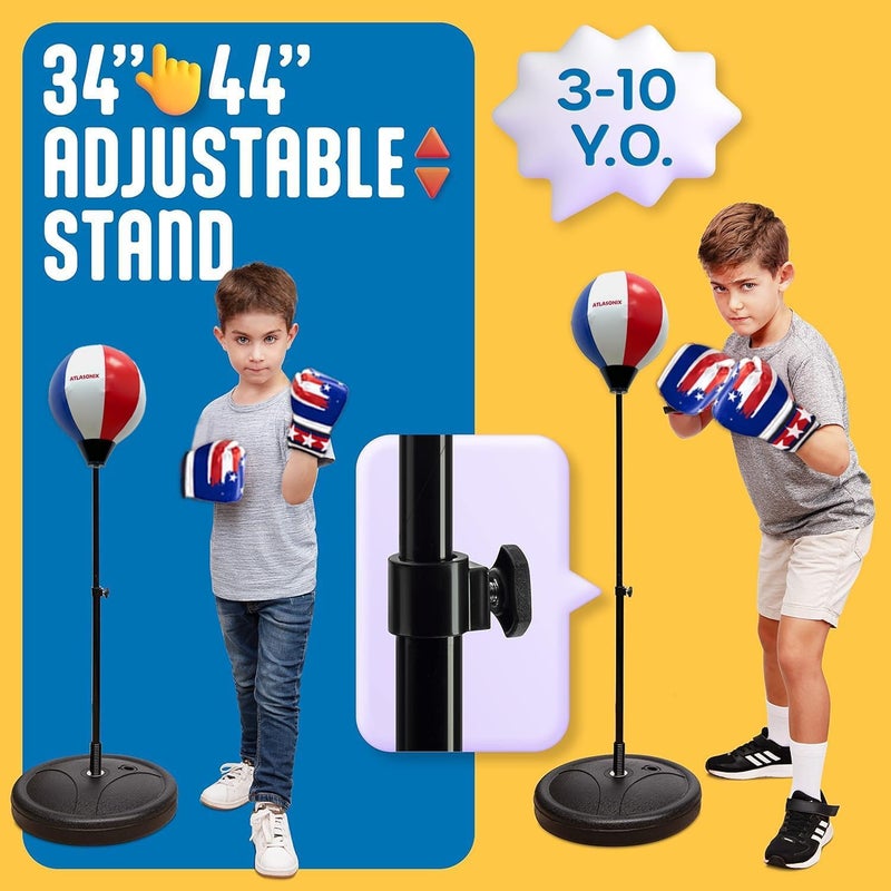 Atlasonix Punching Bag for Kids 8-12 | Kids Punching Bag with Gloves, Boxing Set with Gloves - Fun Karate Ninja Games - Birthday for Boys & Girls - Indoor Outdoor Boxing Equipment - Image 4